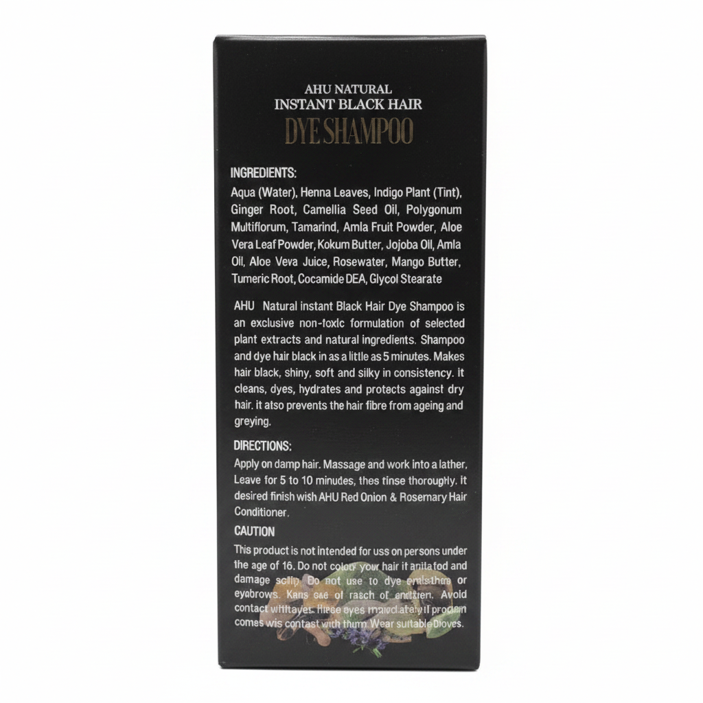 AHU Dye Shampoo Back Label Zoomed