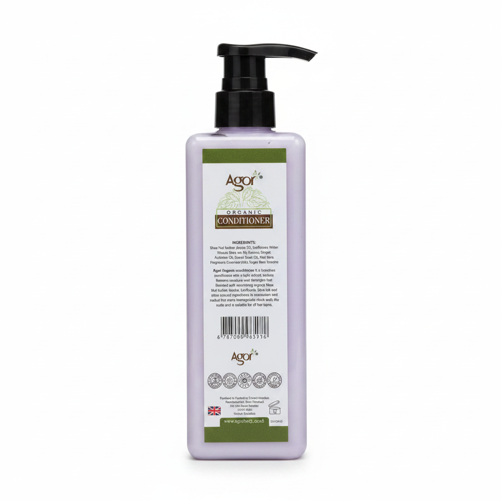Agor Organic Conditioner back label - professional studio