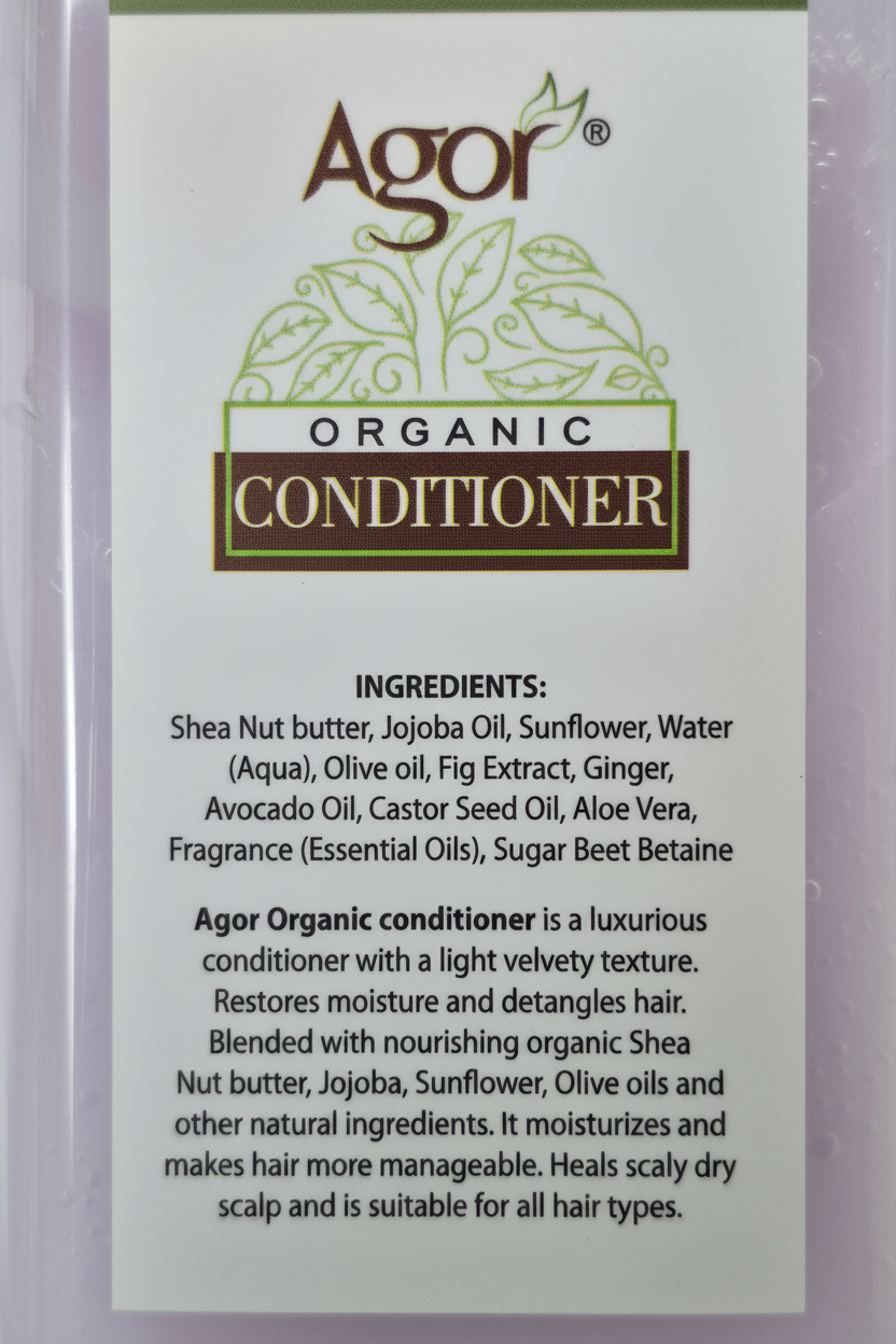 Agor Organic Conditioner back label with ingredients